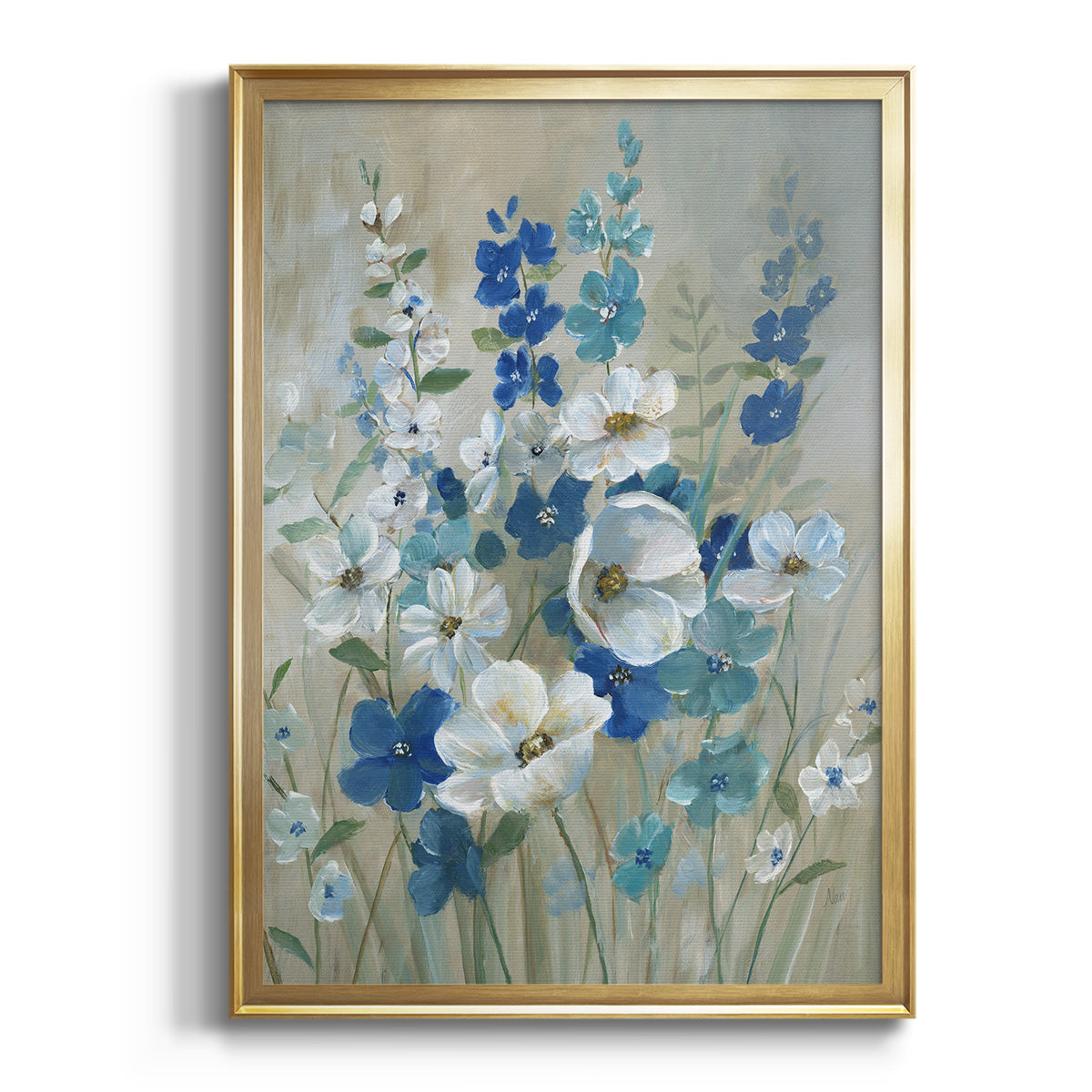 Blue Garden I - Modern Framed Canvas Print