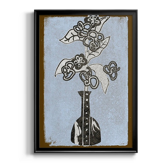 Graphic Flowers in Vase III - Modern Framed Canvas Print