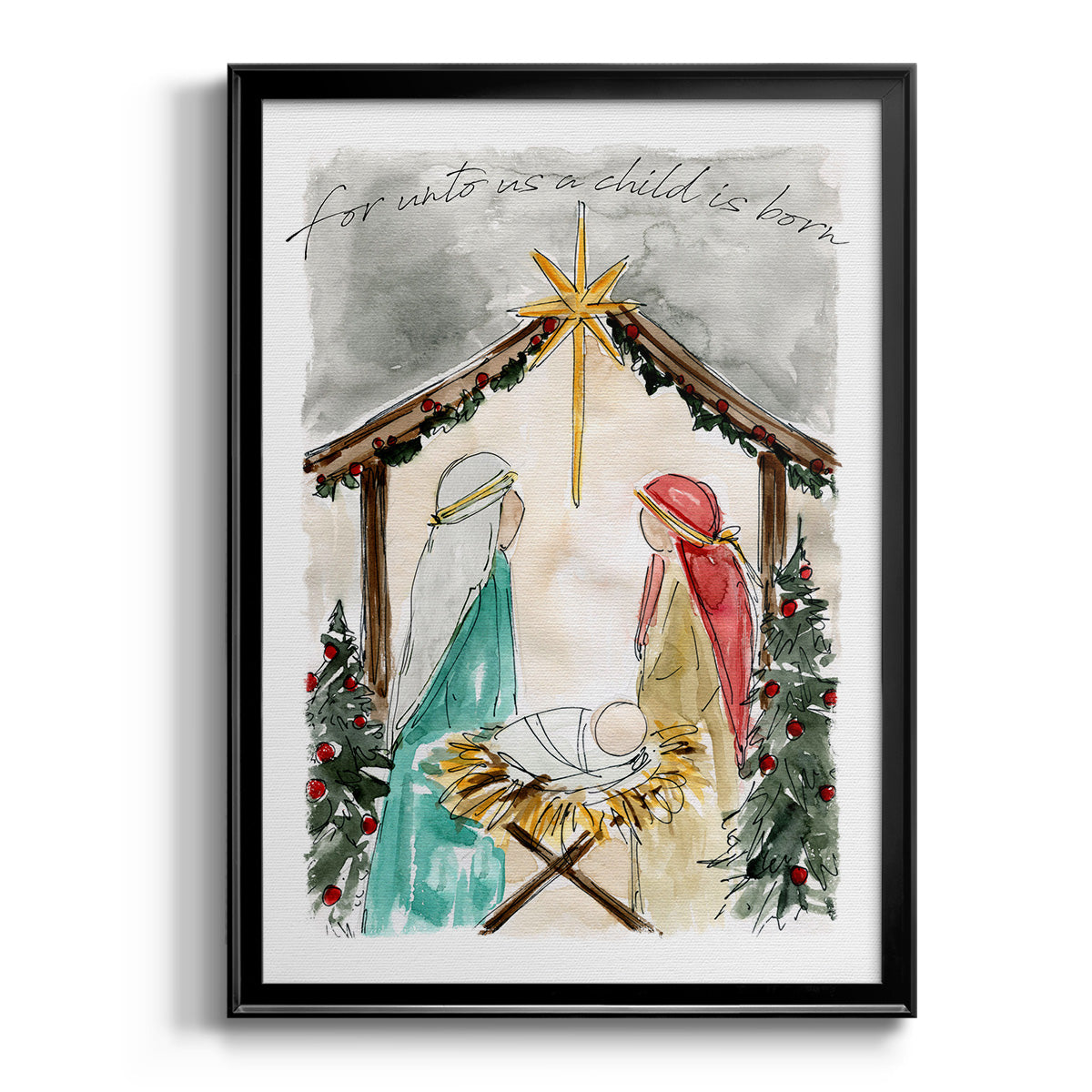 Unto Us A Child is Born - Modern Framed Canvas Print