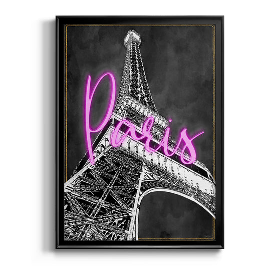 Neon Nights In Paris - Modern Framed Canvas Print