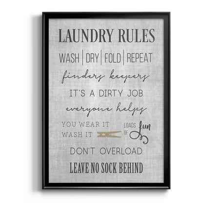 Neutral Laundry Rules - Modern Framed Canvas Print