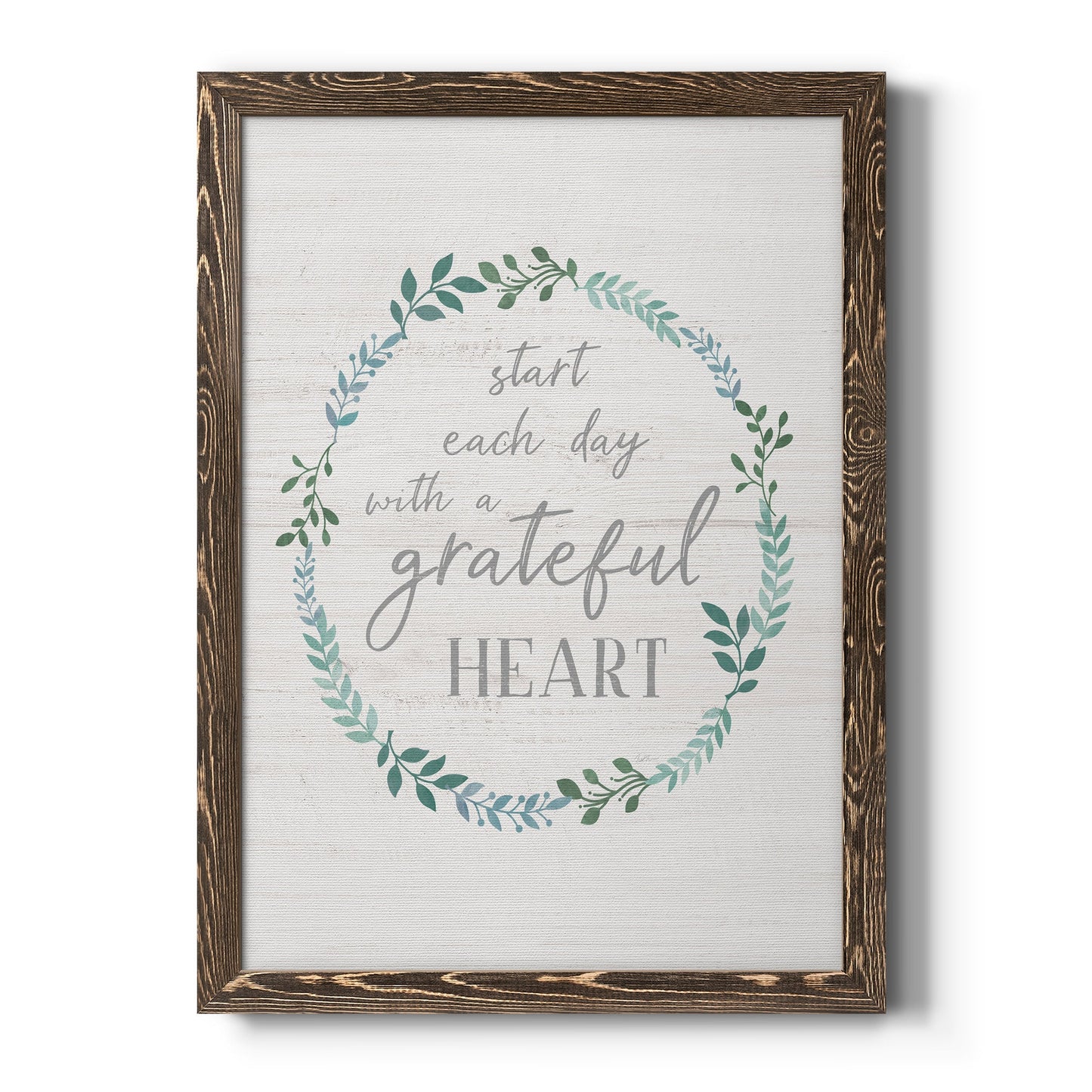 Start Each Day - Barnwood Framed Canvas Print