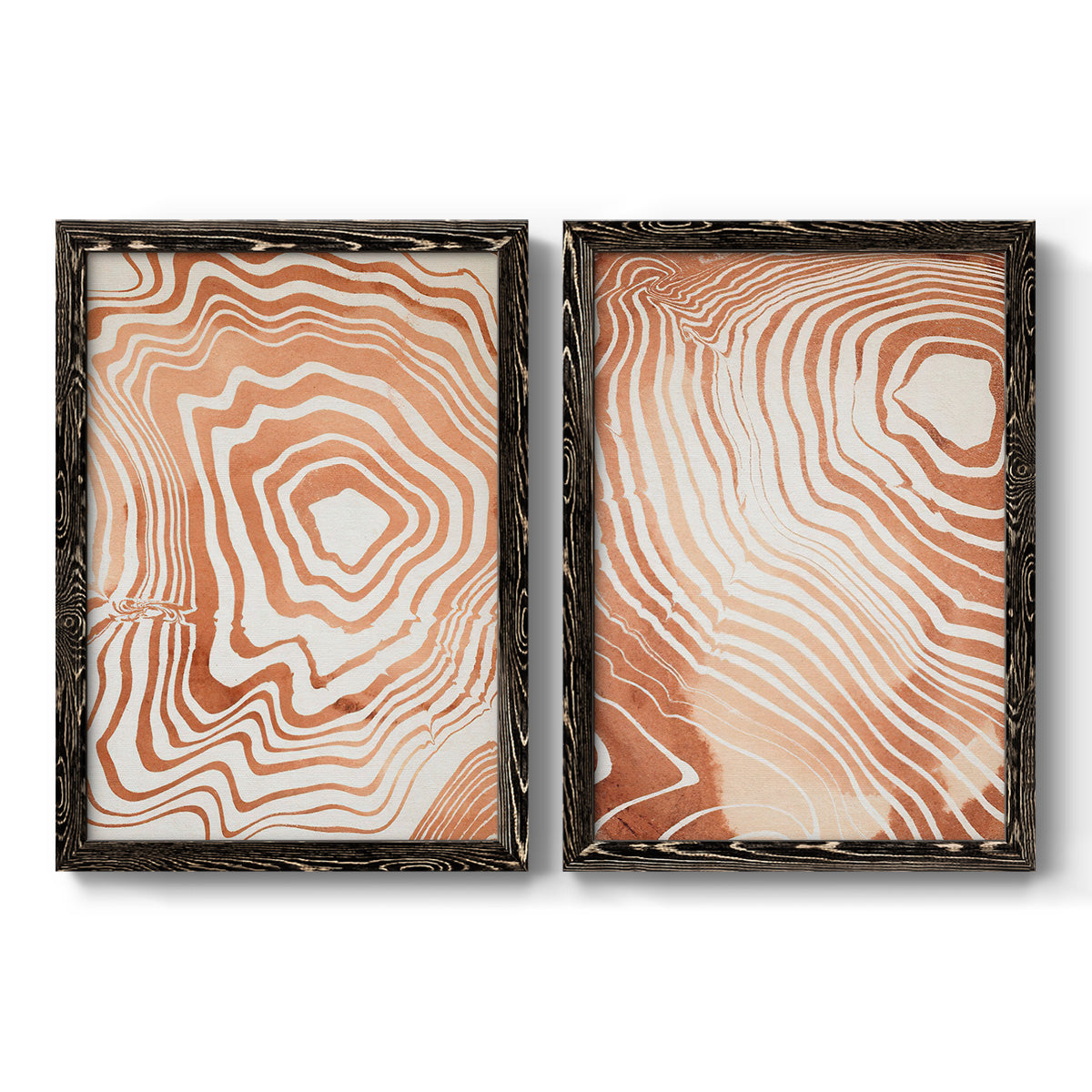 Wood Grain Suminagashi I - Premium Framed Canvas 2 Piece Set - Ready to Hang