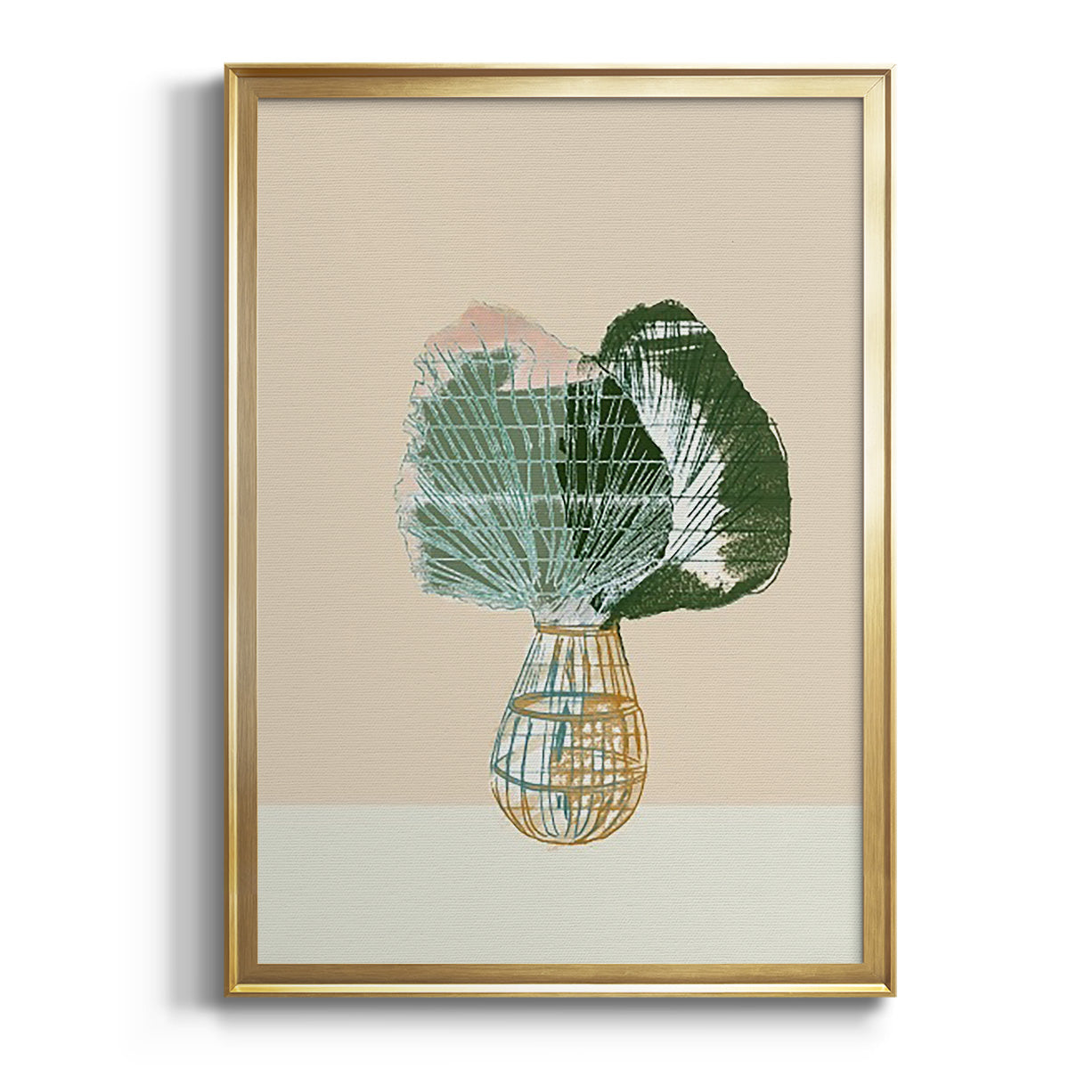 Woven Tropical Leaf II - Modern Framed Canvas Print