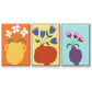 Modern Blooms I - Framed Premium Gallery Wrapped Canvas L Frame 3 Piece Set - Ready to Hang