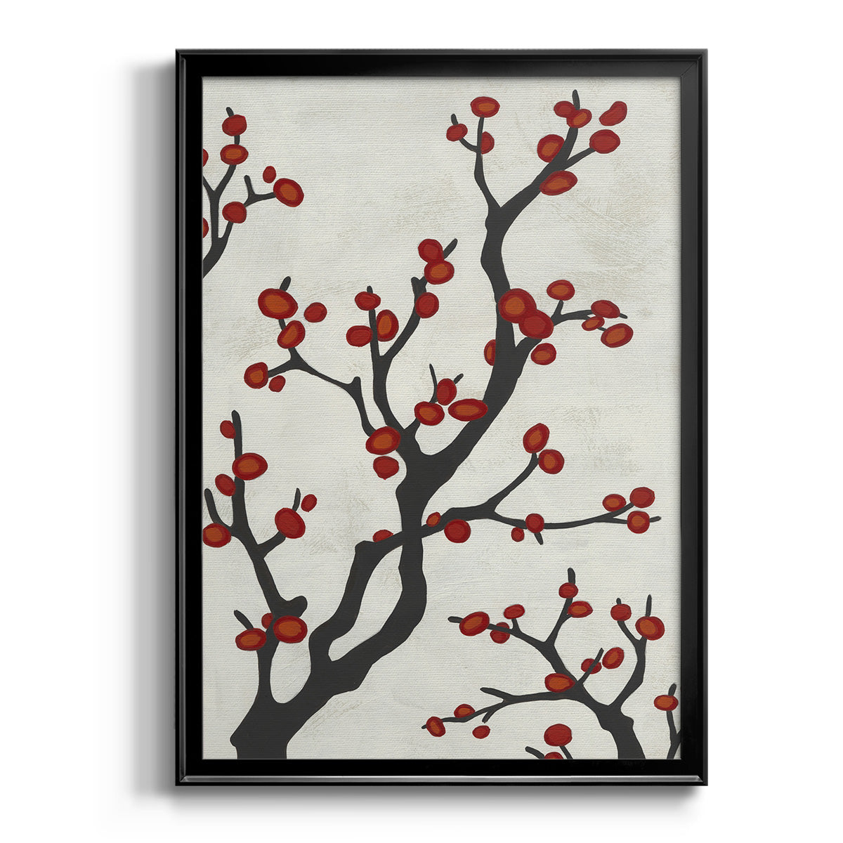 Red Berry Branch I - Modern Framed Canvas Print