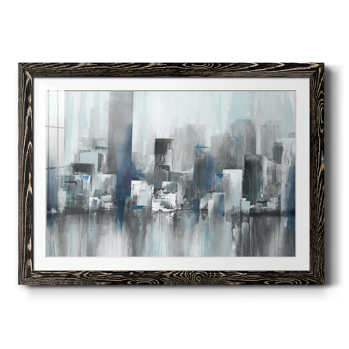 Cityscape in Blues - Barnwood Framed Art Print