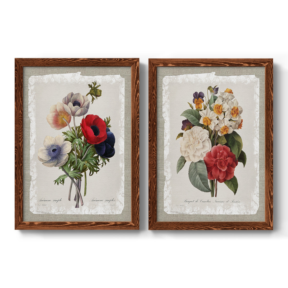 Botanical Bouquet Anemone - Premium Framed Canvas 2 Piece Set - Ready to Hang