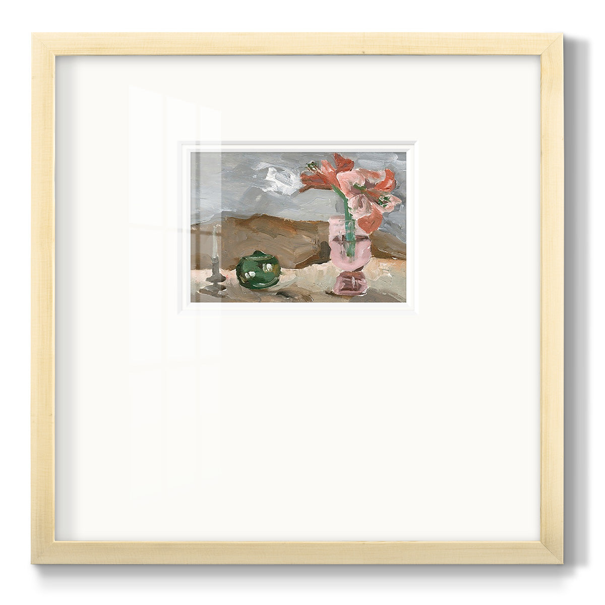 Vase of Pink Flowers II - Double Matboard Framed Print