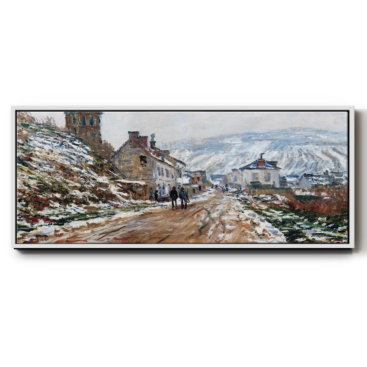 The Road in Vétheuil in Winter, 1879 - Floater Framed Canvas Print