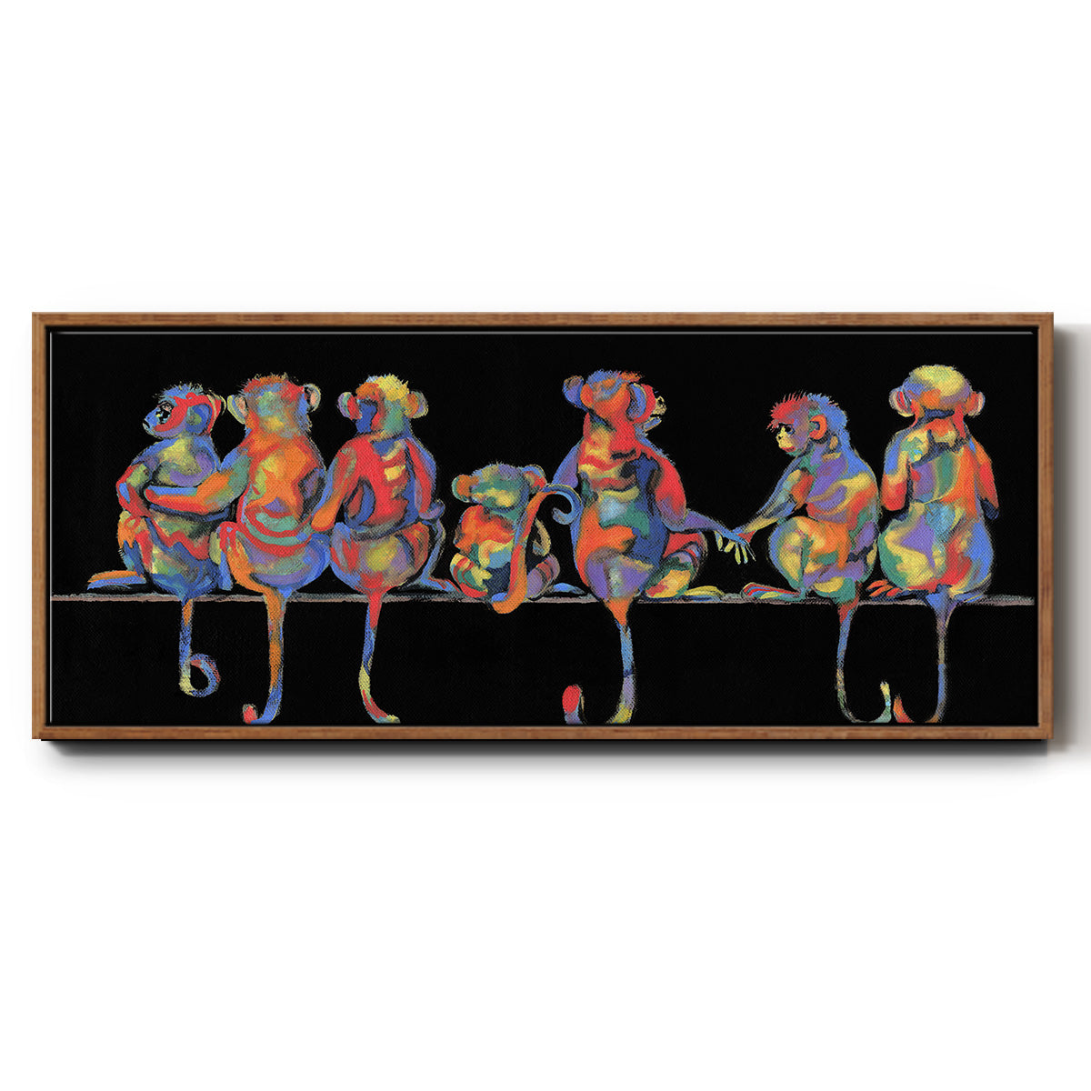 Fun Monkeys - Floater Framed Canvas Print