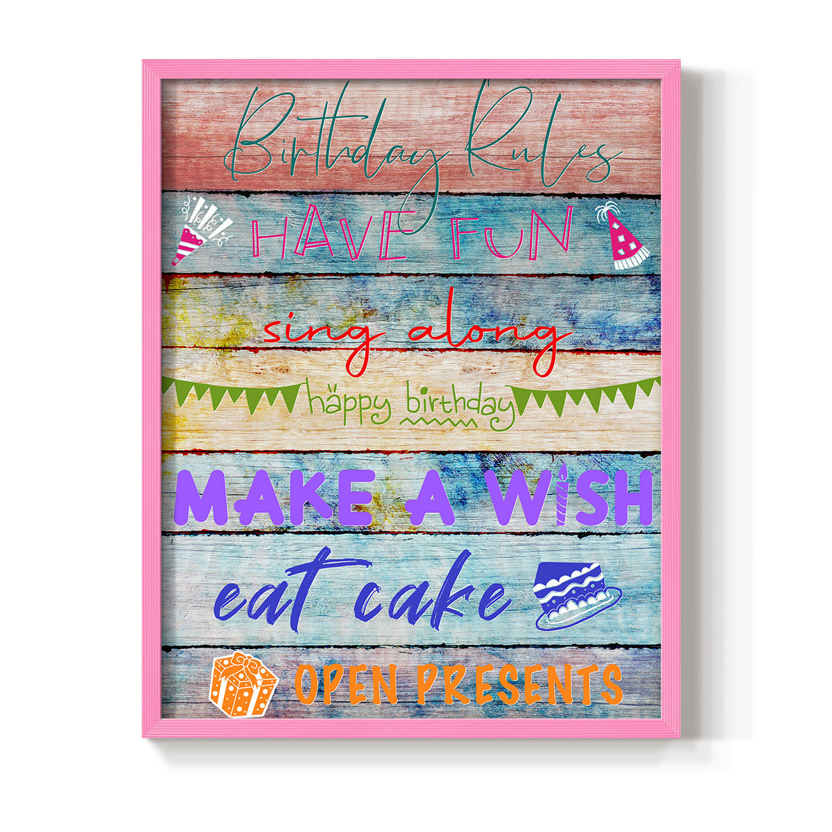 Birthday Rules - Restickable Framed Art Print