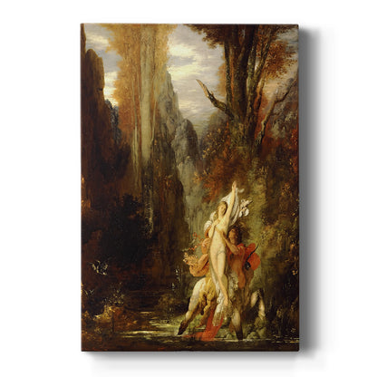 Canvas art print featuring a symbolic scene of a female figure in a dramatic natural setting with warm tones on a clean white background.
