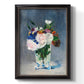 Impressionist floral still life painting by Claude Monet printed on canvas in an ornate bronzed mahogany wood frame with a vertical orientation.