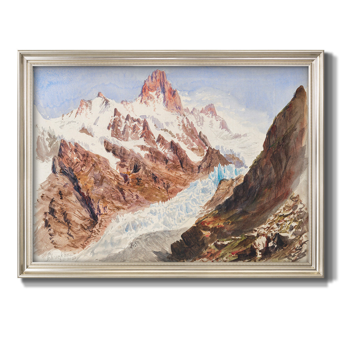 Schreckhorn, Eismeer - Ornate Framed Canvas Print