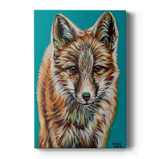 Teal Fox Premium Gallery Wrapped Canvas - Ready to Hang