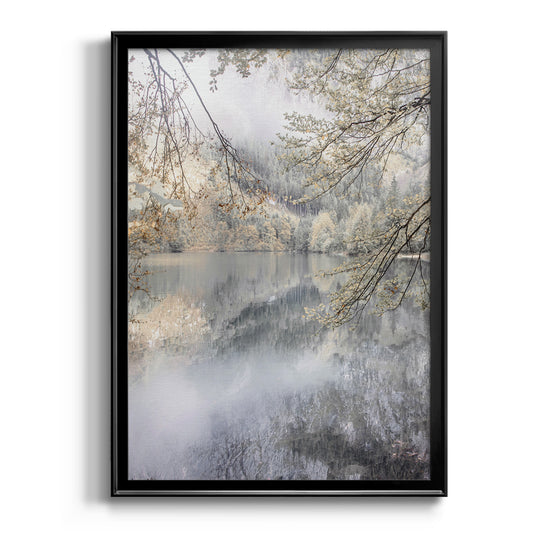 Misty Lake - Modern Framed Canvas Print