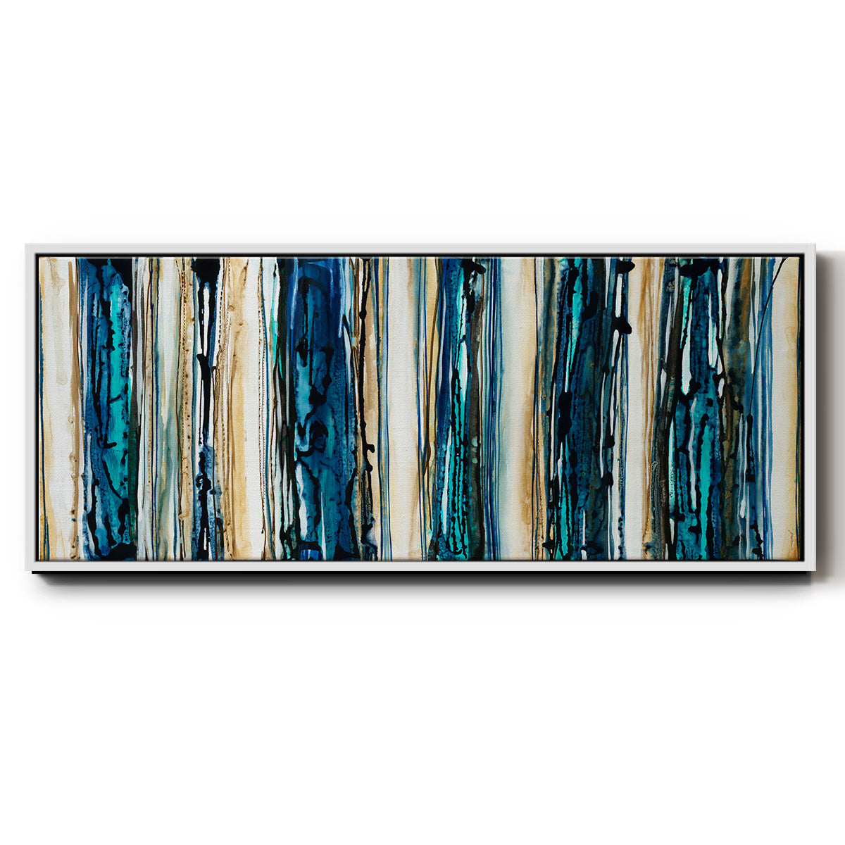 Blue Streaks - Floater Framed Canvas Print