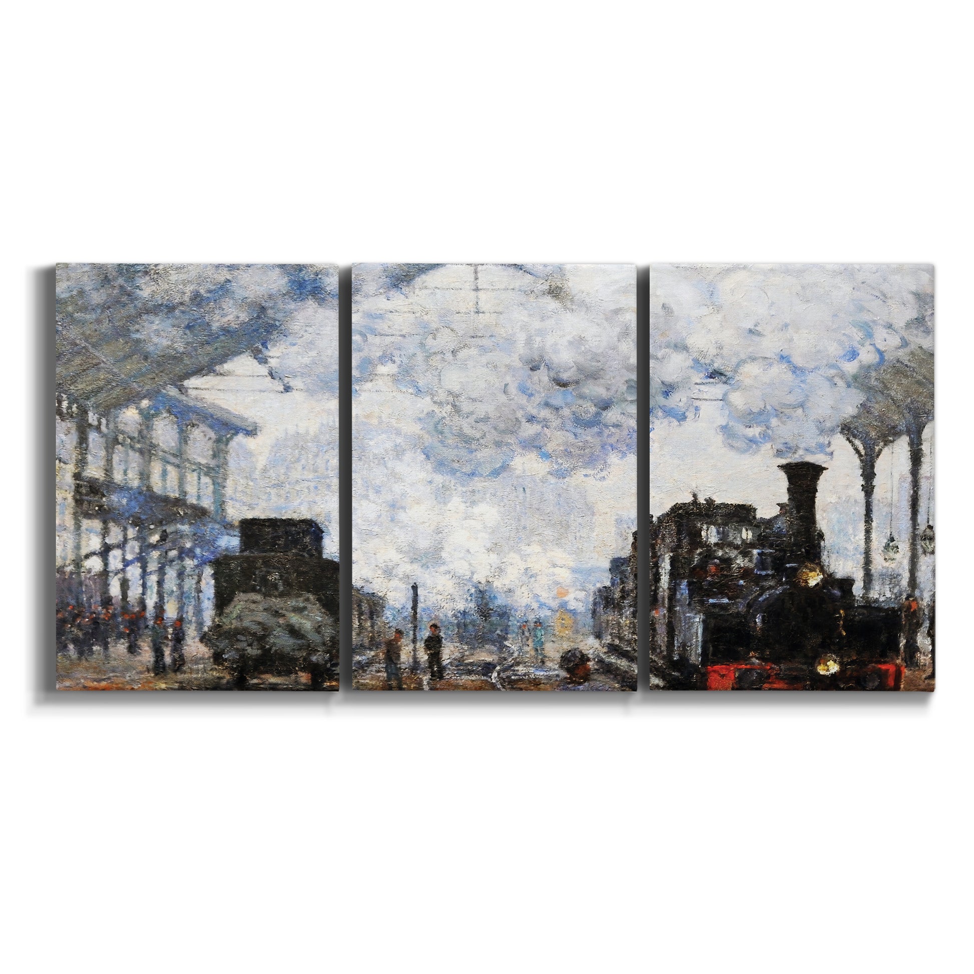 Three-panel canvas wall art featuring playful peach toned floral composition on white background.