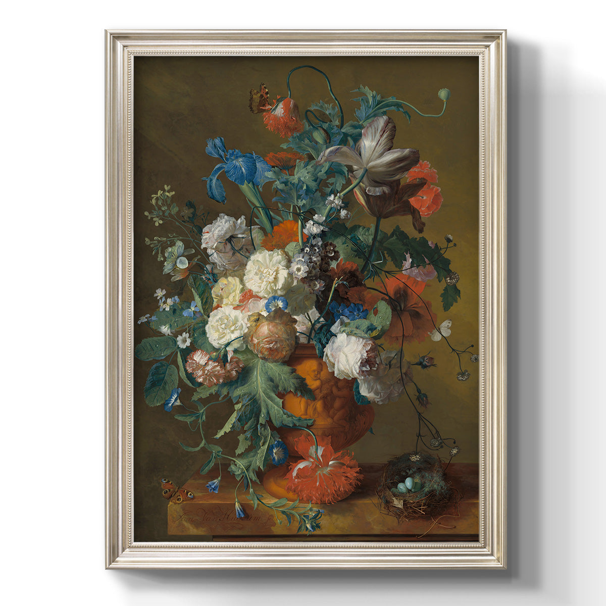 Flowers in an Urn - Ornate Framed Canvas Print