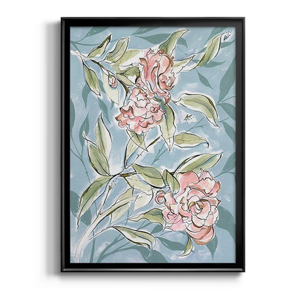 Faded Camellias I - Modern Framed Canvas Print