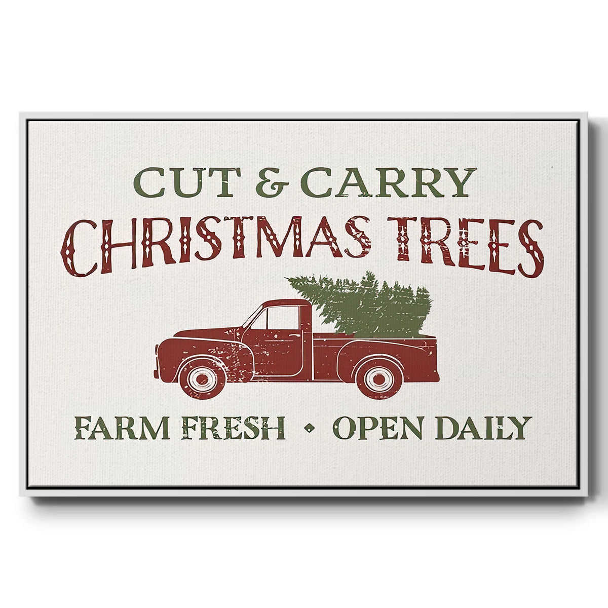 Christmas Farm Sign II - Framed Gallery Wrapped Canvas in Floating Frame