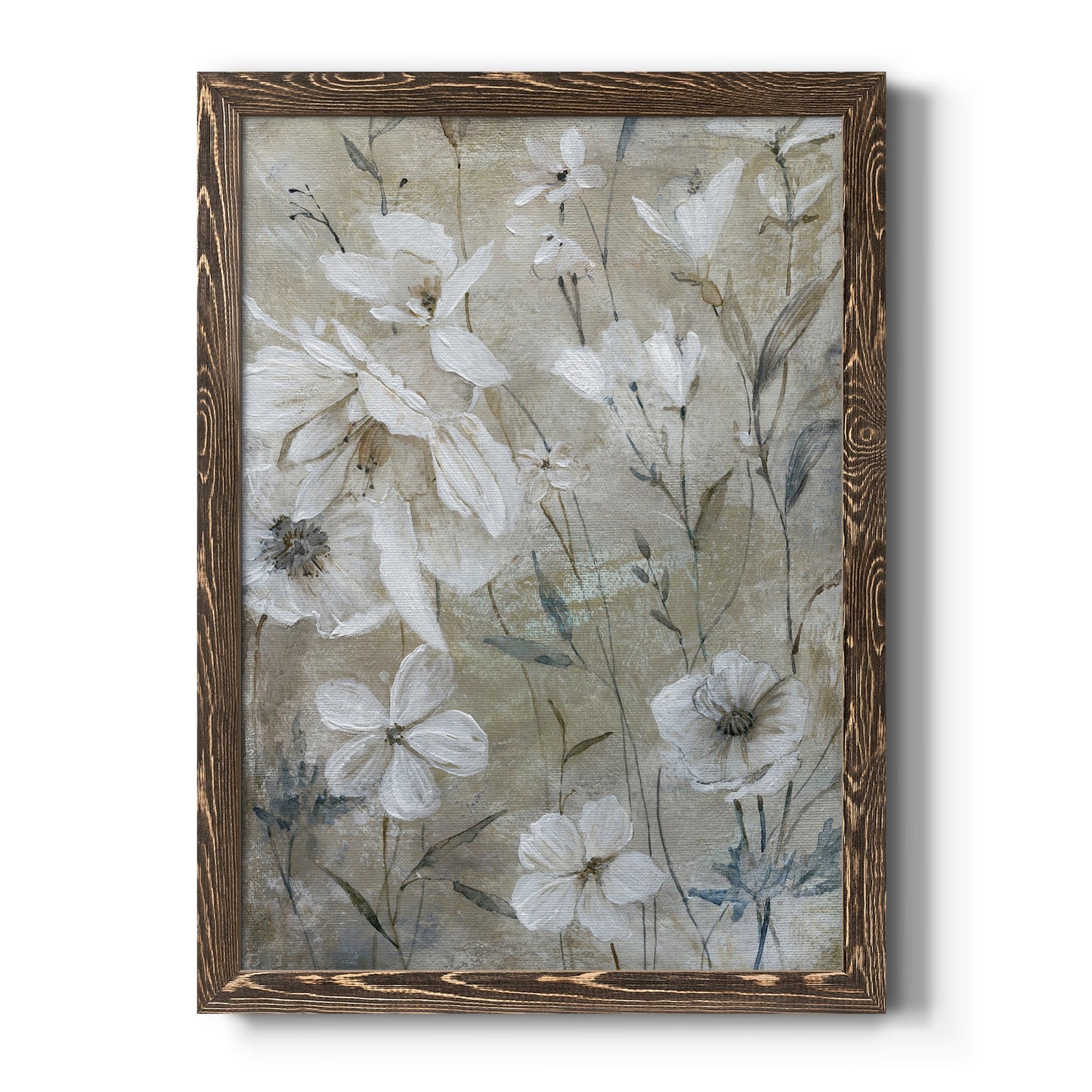 Wildflower Whites - Premium Canvas Framed in Barnwood - Ready to Hang