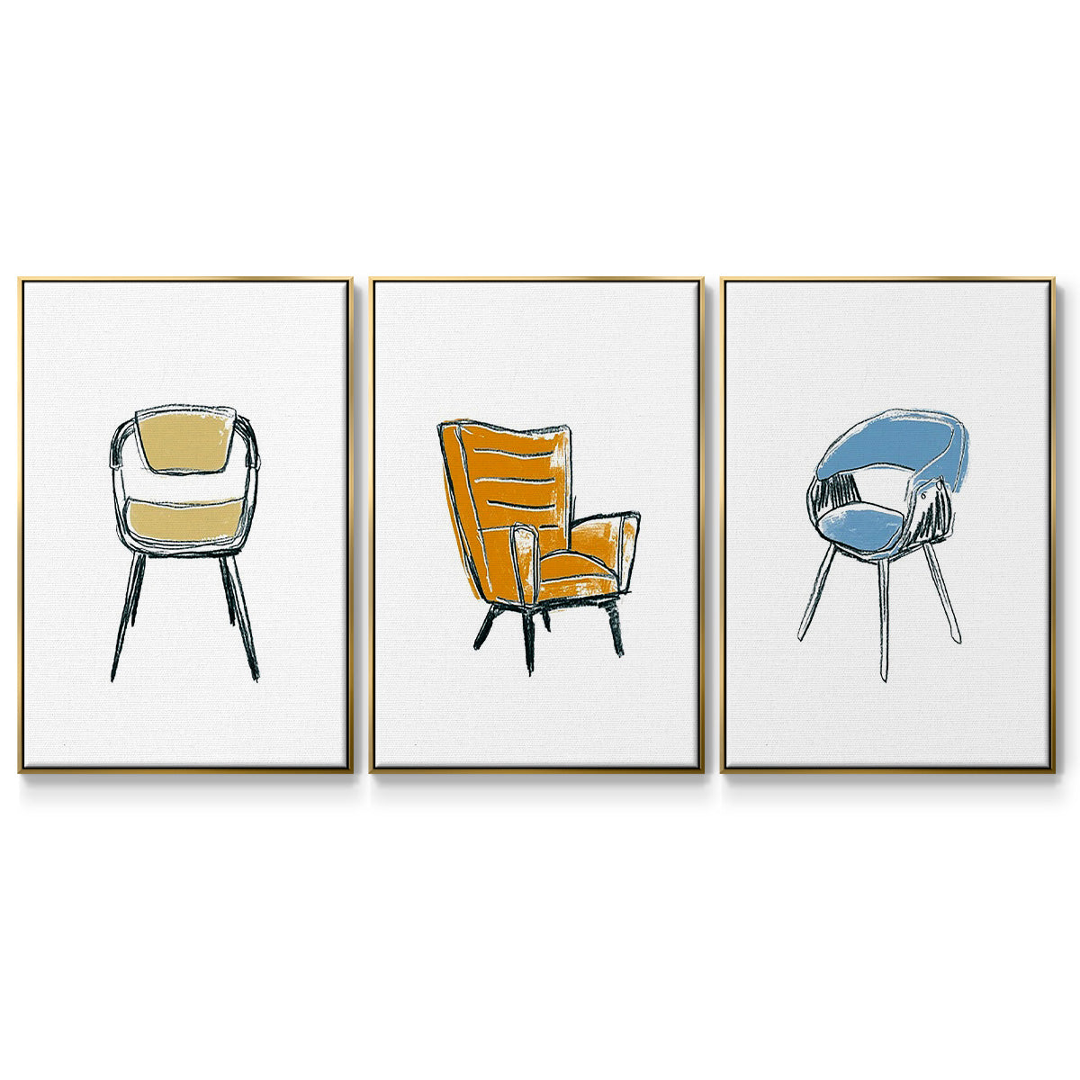 Take a Seat I - Framed Premium Gallery Wrapped Canvas L Frame 3 Piece Set - Ready to Hang