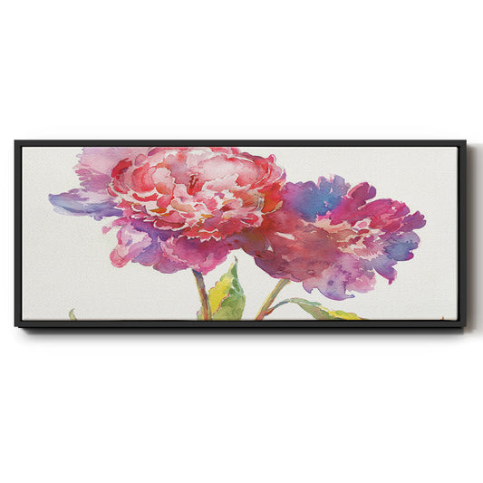 Prize Peonies I - Floater Framed Canvas Print