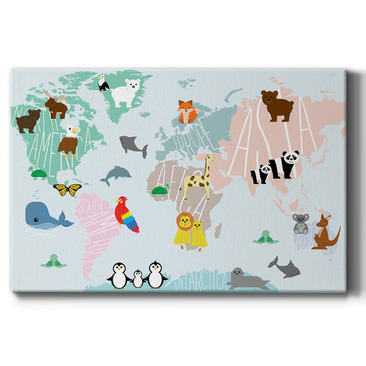 Animal Map Premium Gallery Wrapped Canvas - Ready to Hang