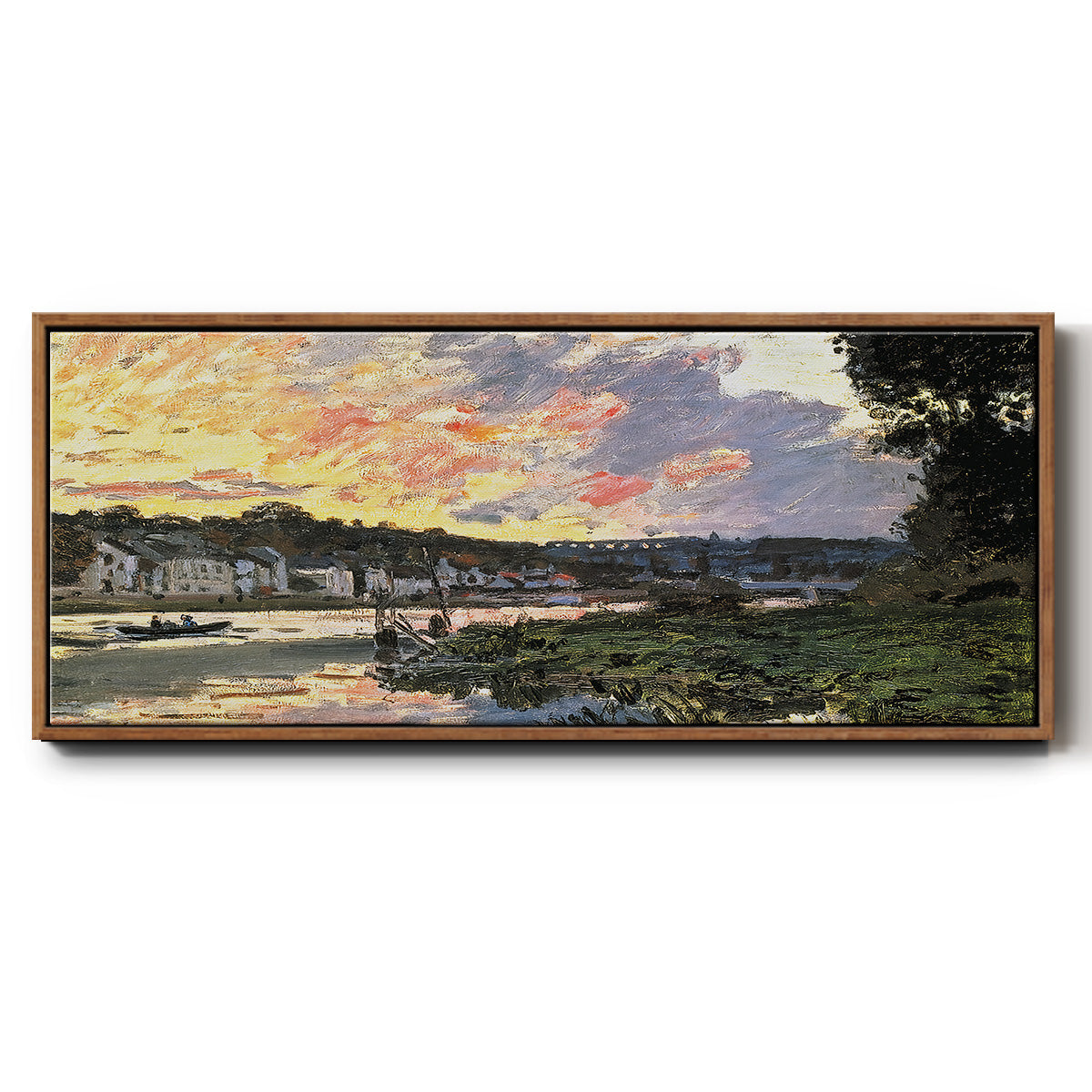 The Seine at Bougival in the Evening, 1870 - Floater Framed Canvas Print