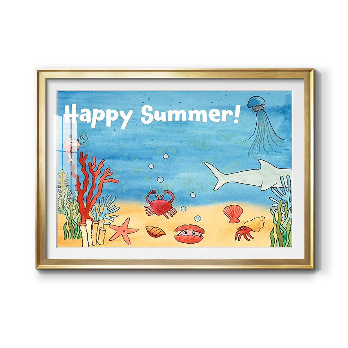 Cute Sea Creatures I - Modern Framed Art Print