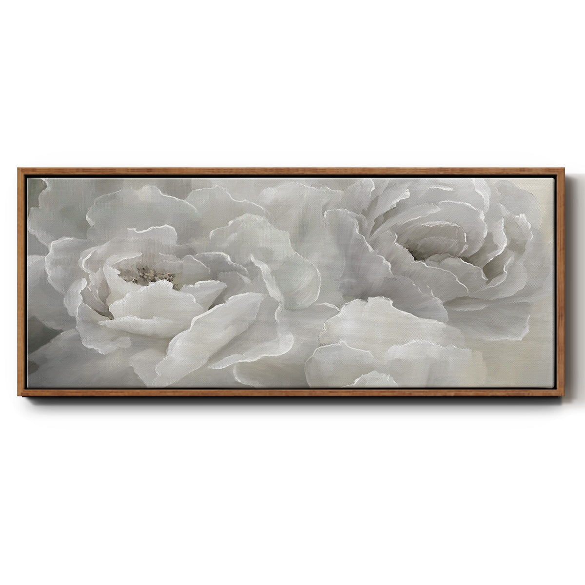 Soft Peony Lace - Floater Framed Canvas Print