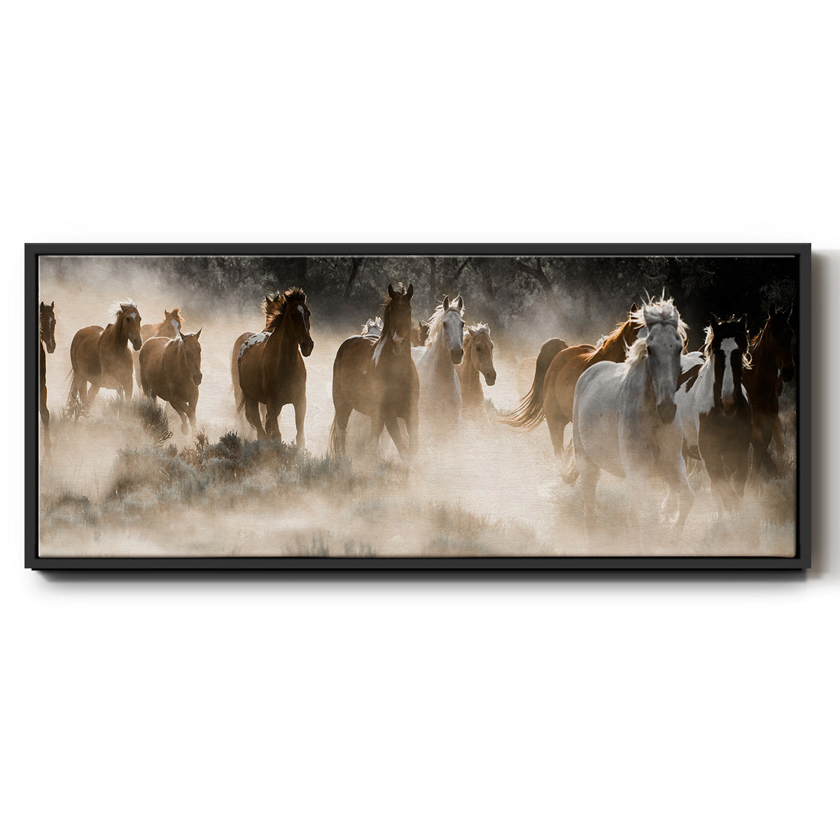 Kickin' Up Dust - Floater Framed Canvas Print