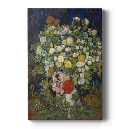 Canvas art print featuring an expressive still life of flowers in a vase with bold brushwork on a clean white background.
