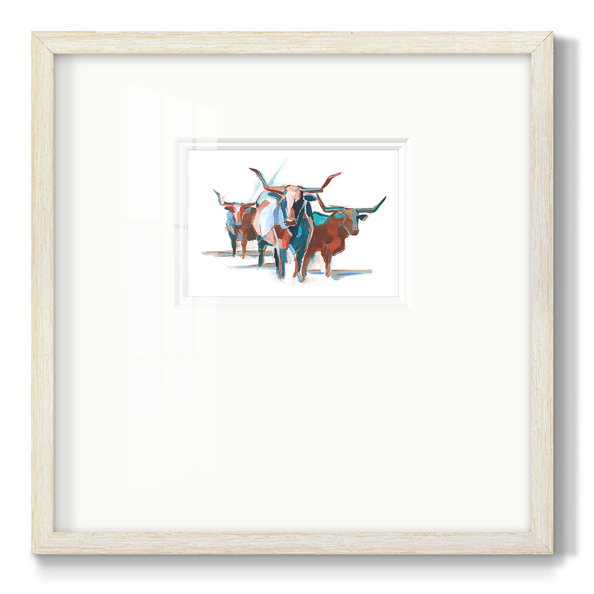 Modern Longhorns I Premium Framed Print Double Matboard