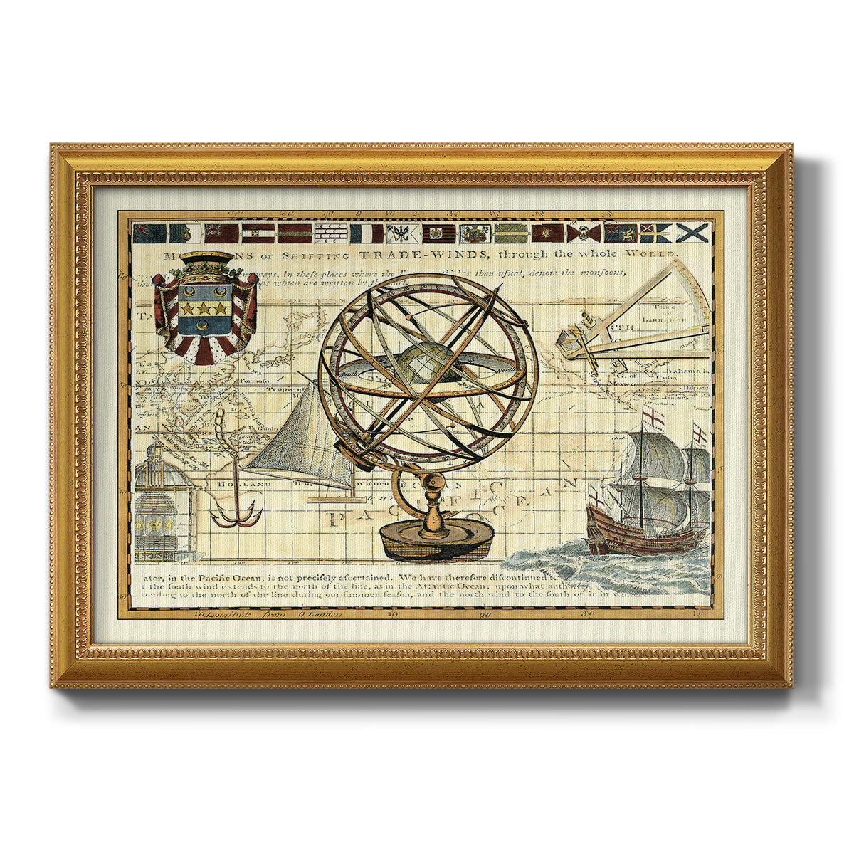 Nautical Map I Premium Framed Canvas- Ready to Hang