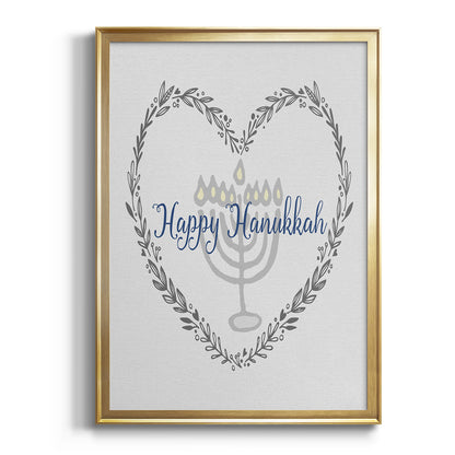 Hanukkah Heart - Modern Framed Canvas Print