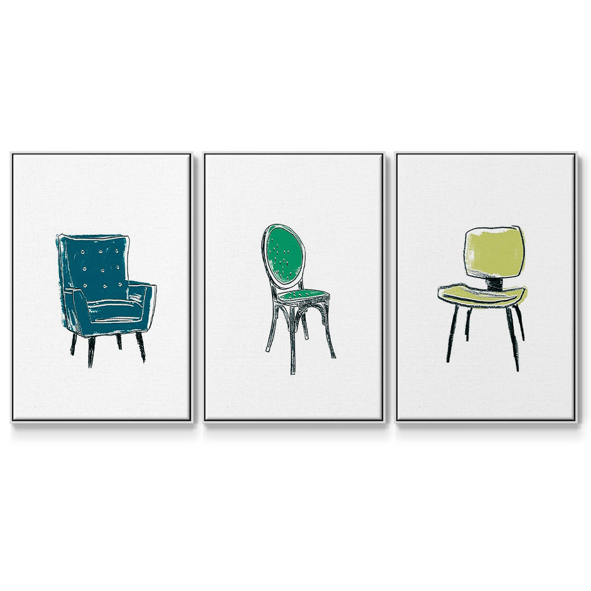 Take a Seat VI - Floater Framed Canvas Set