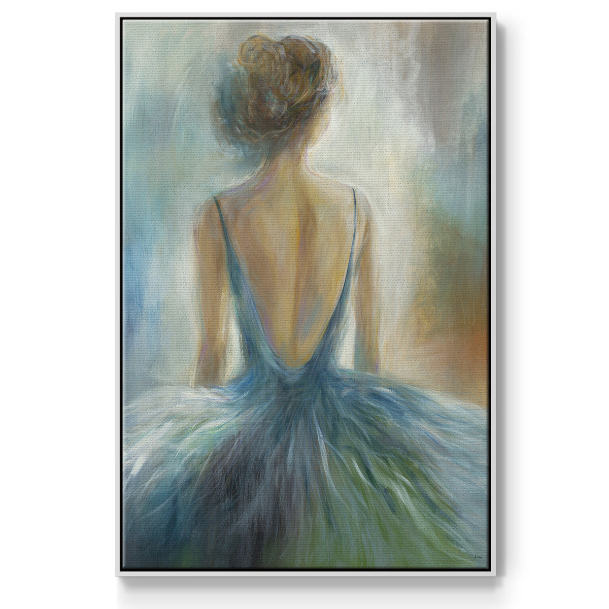 Lady in Blue Framed Premium Gallery Wrapped Canvas - Ready to Hang