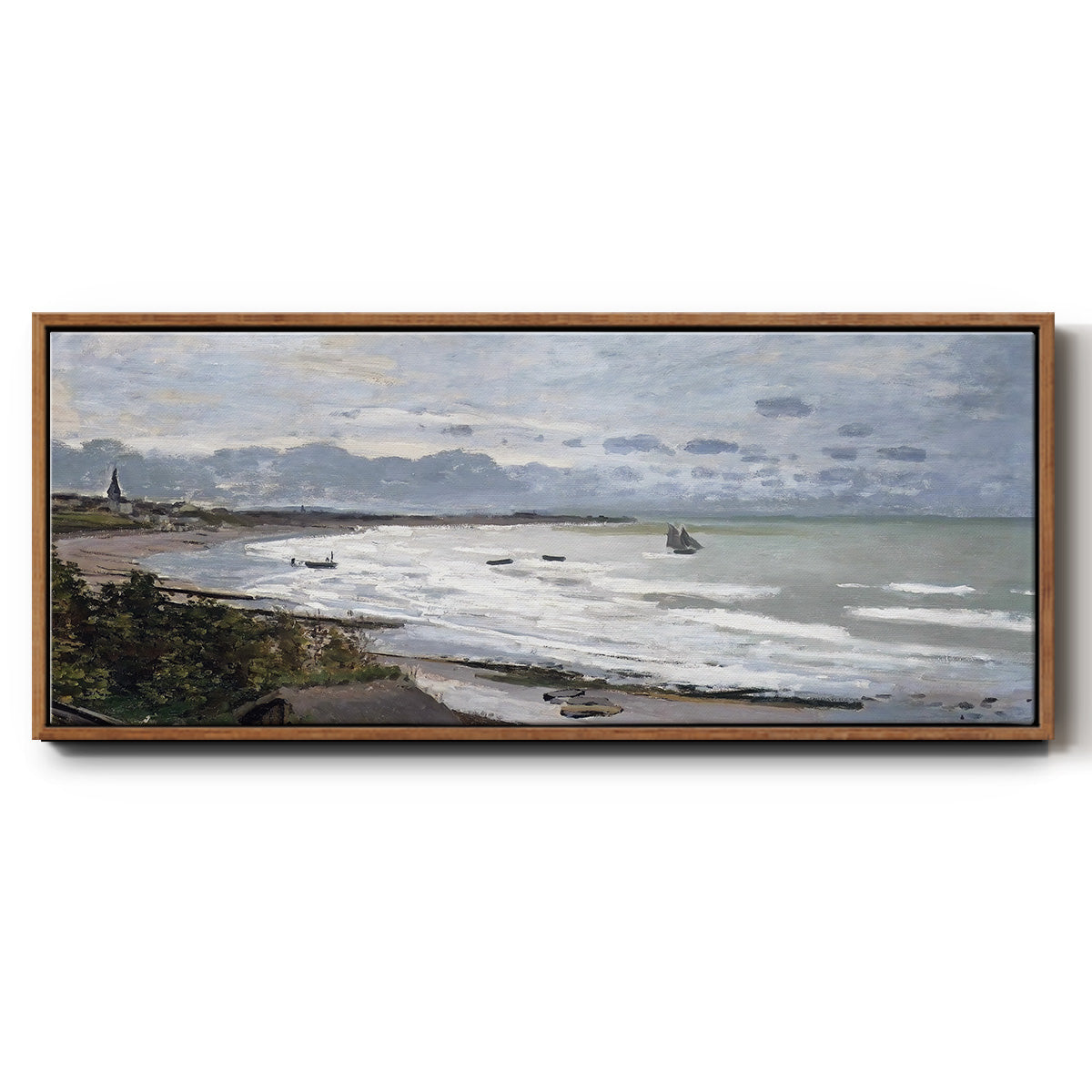 The Beach at Saint Adresse, 1876 - Floater Framed Canvas Print