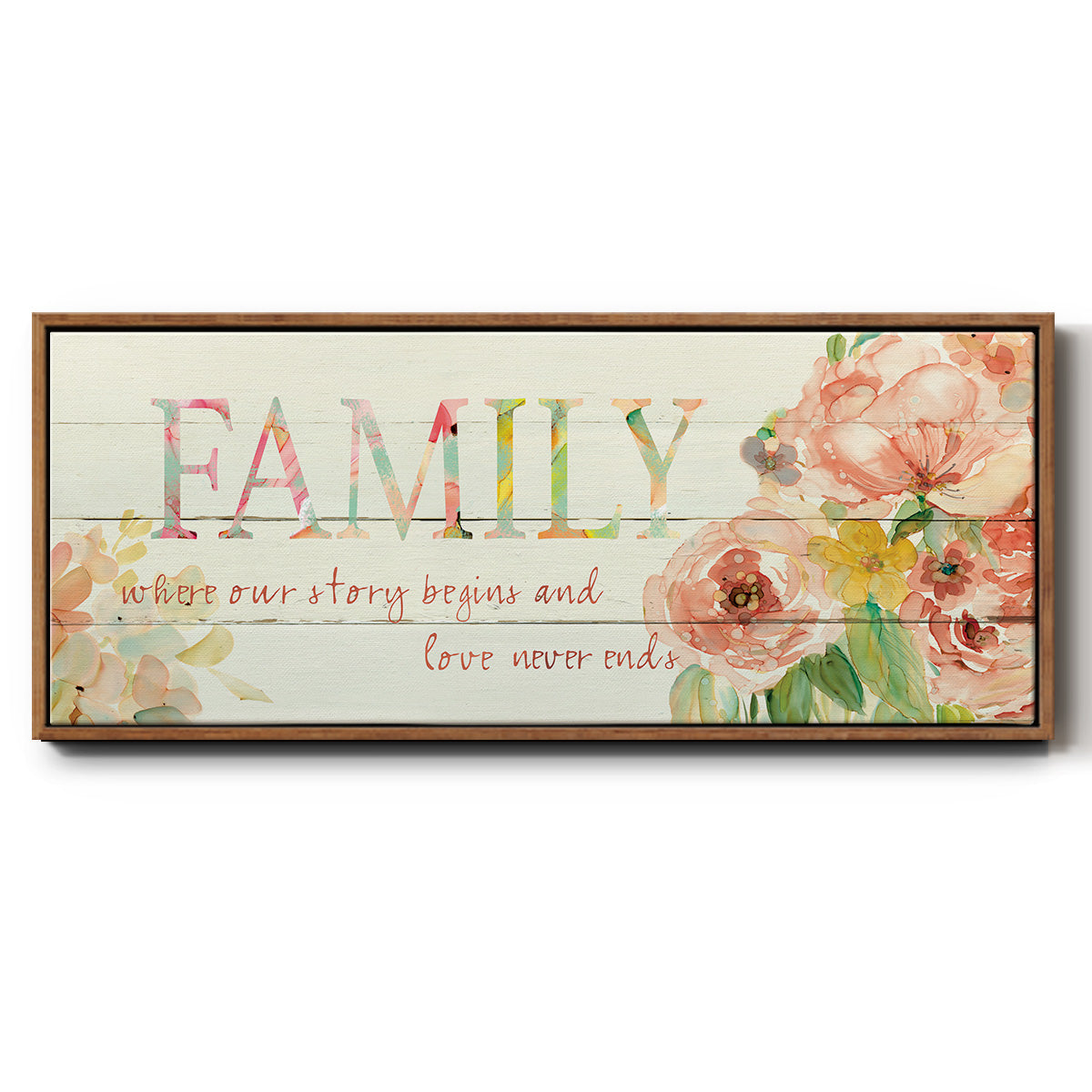 Family Where Our Story Begins - Floater Framed Canvas Print