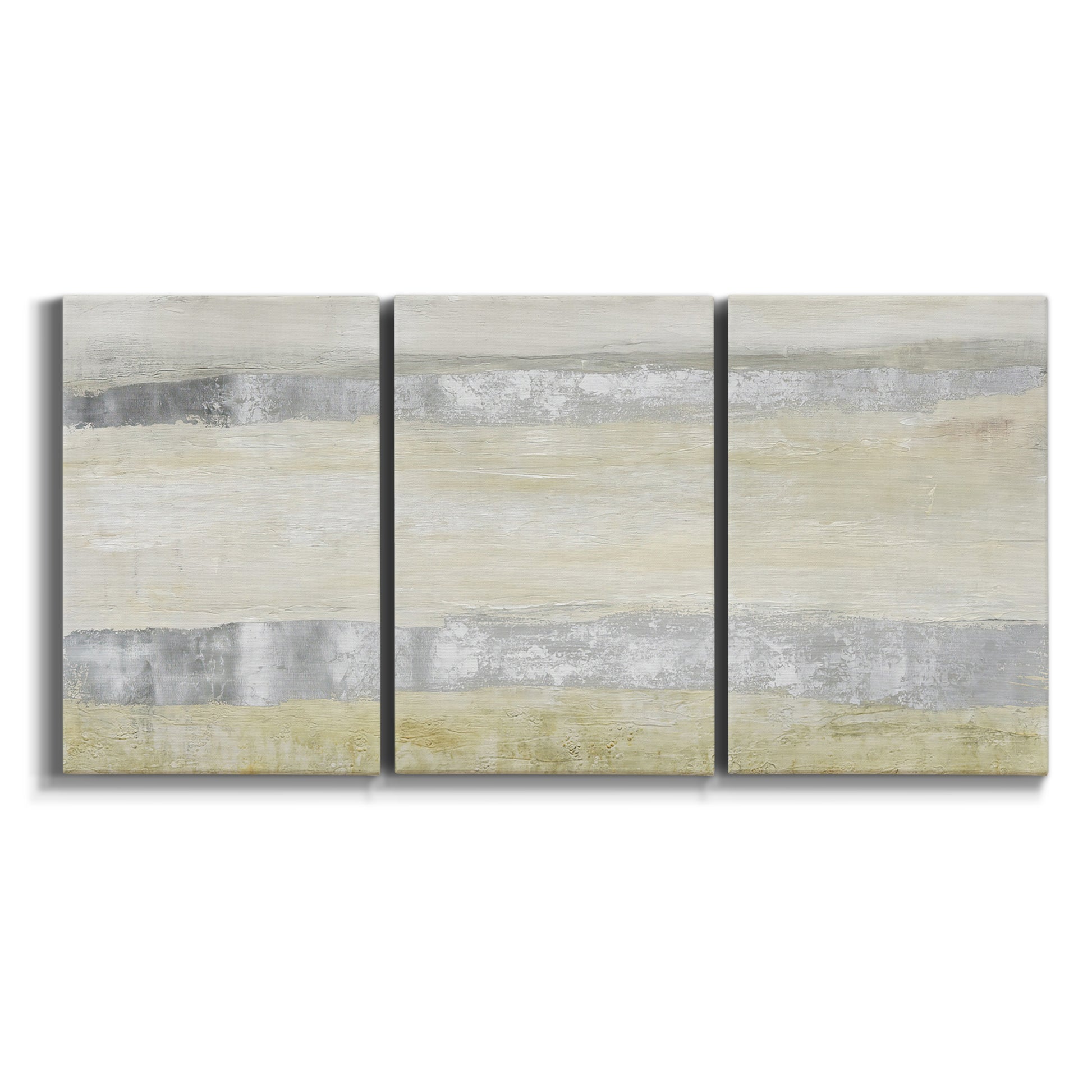 Three-panel canvas wall art featuring minimal abstract storm movement on white background.
