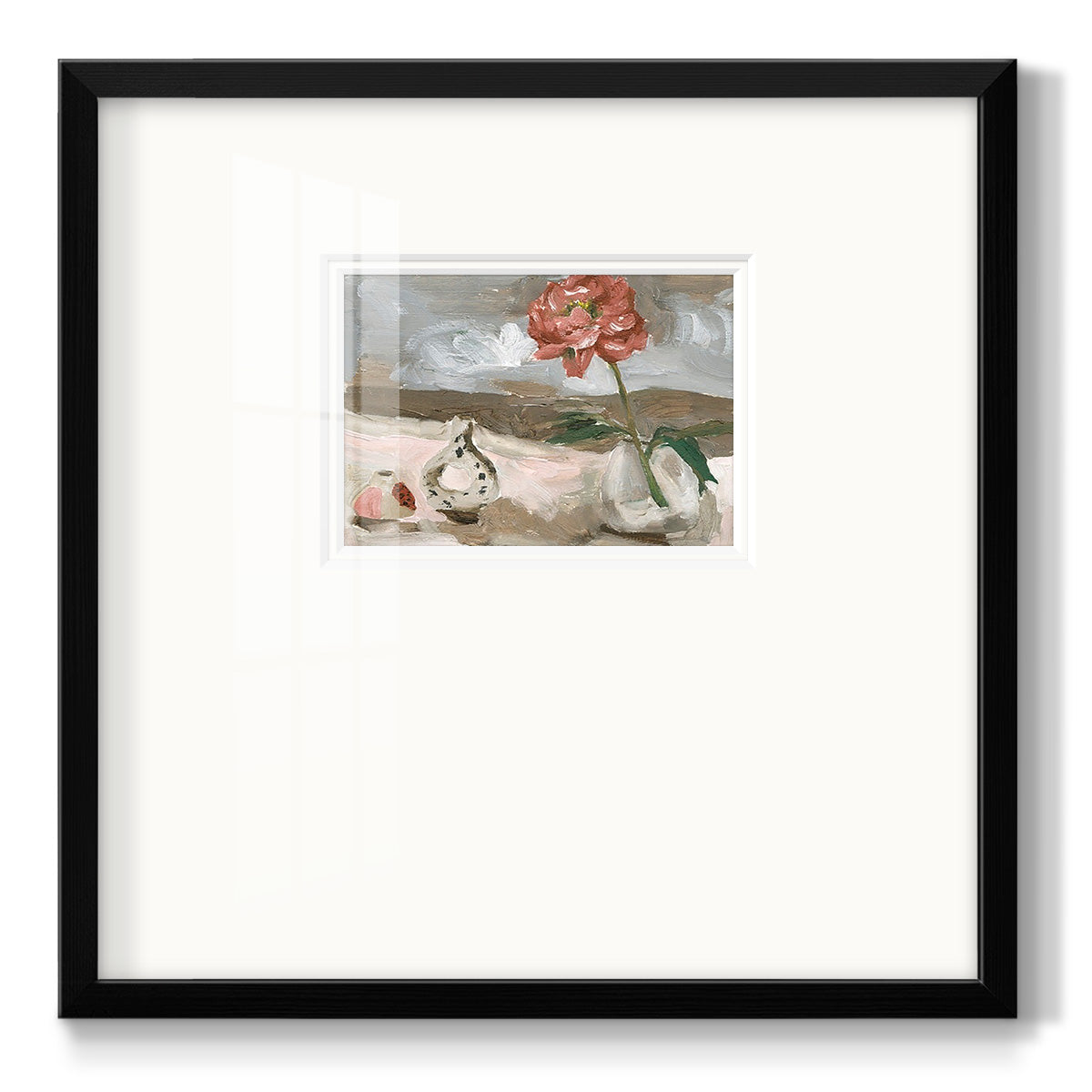 Vase of Pink Flowers IV - Double Matboard Framed Print