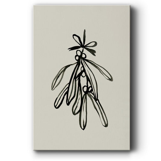 Mistletoe Sketch with Bows II - Gallery Wrapped Canvas