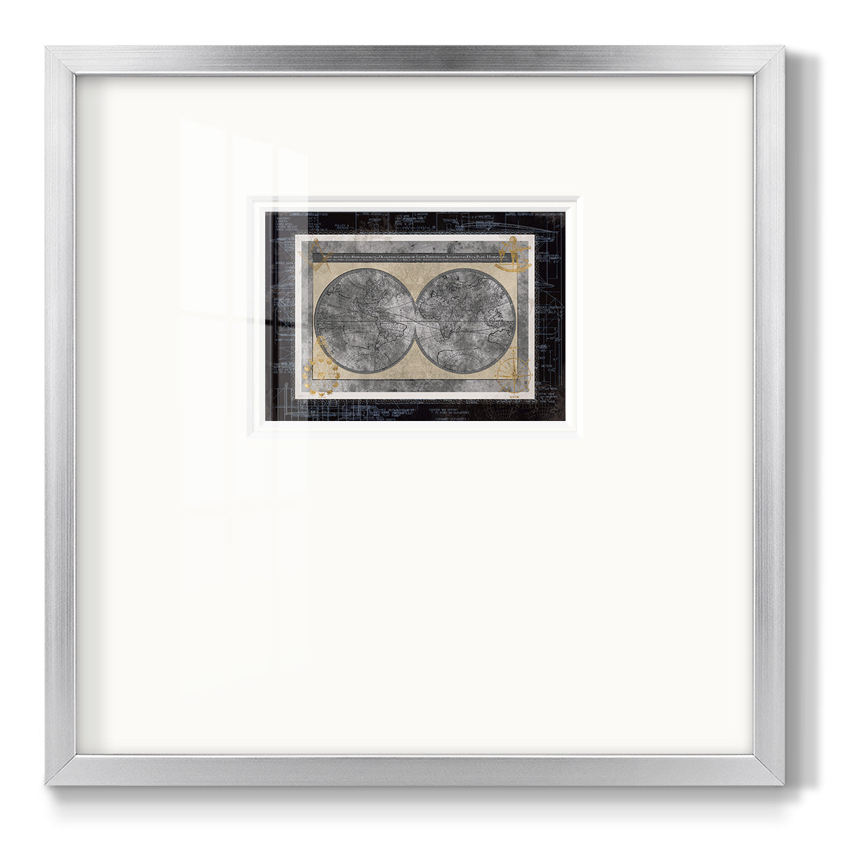 Night World Blueprint - Double Matboard Framed Print