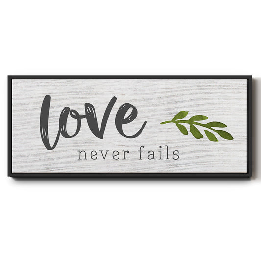 Love Never Fails - Floater Framed Canvas Print
