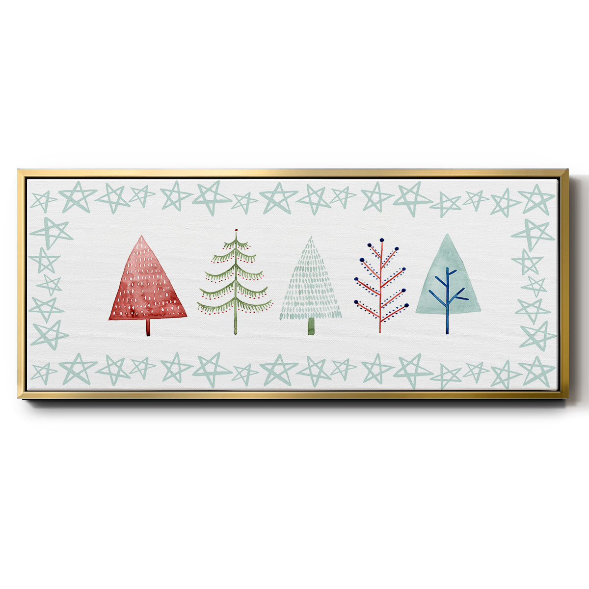 Christmas Tree Whimsy Collection C - Floater Framed Canvas Print
