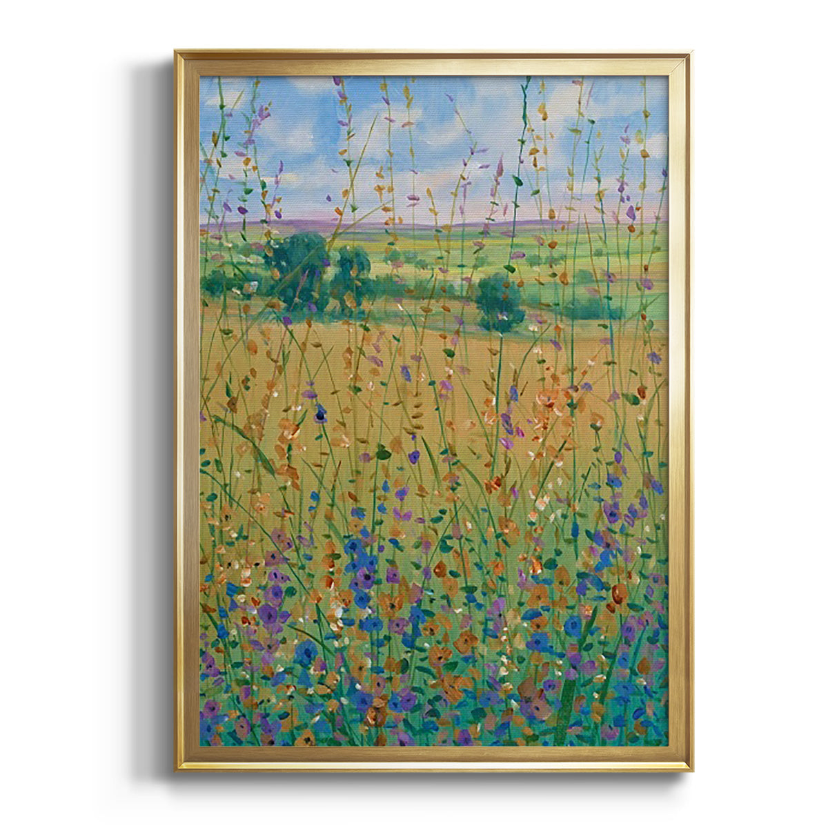 Wildflower Path I - Modern Framed Canvas Print