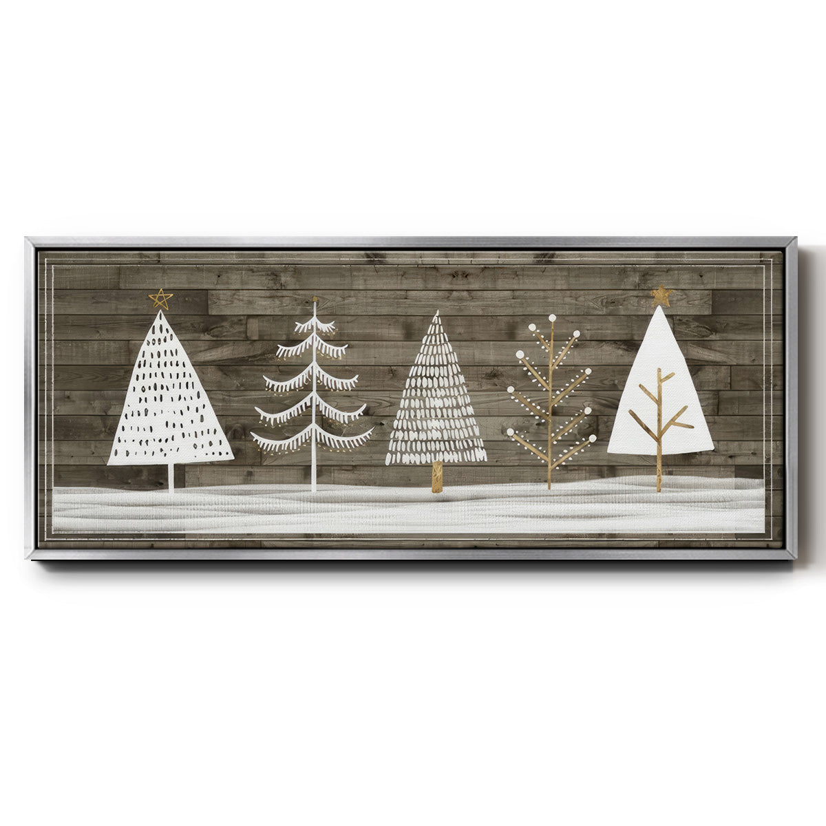Wooded White Christmas Collection D - Floater Framed Canvas Print